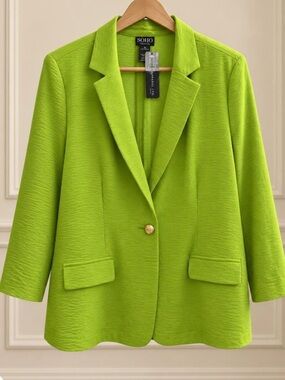 Soho Apparel Bright Lime Green Single-Button Blazer
